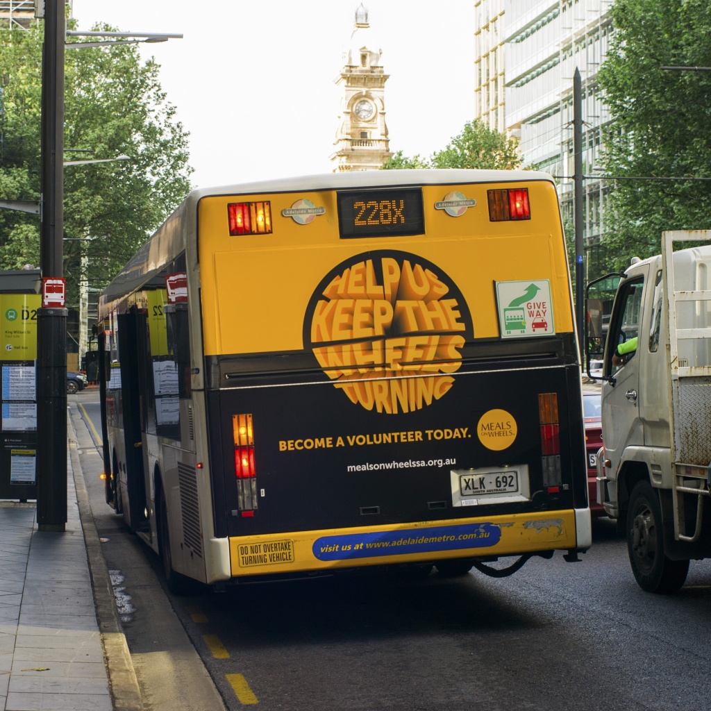 Bus back as a part of creative recruitment campaign in adelaide.