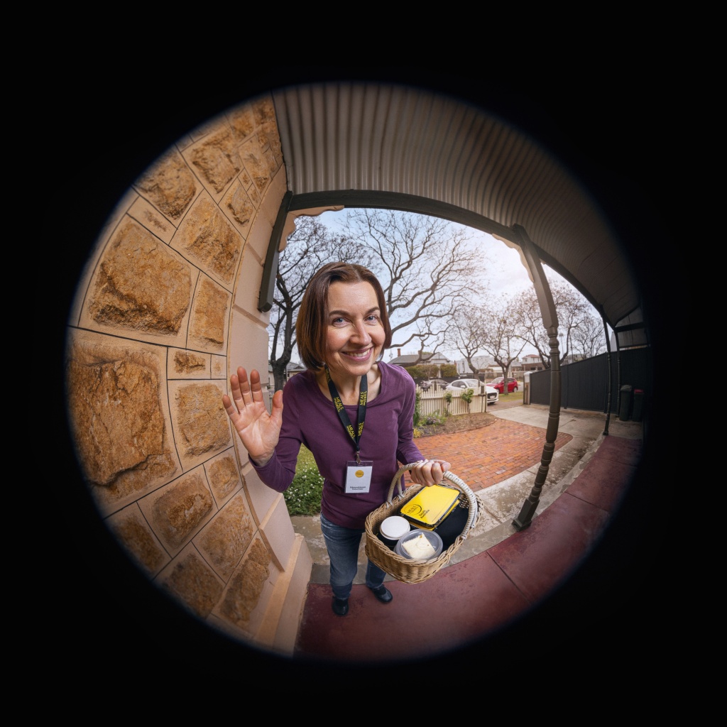 Volunteer through peep-hole for persuasive integrated campaign.