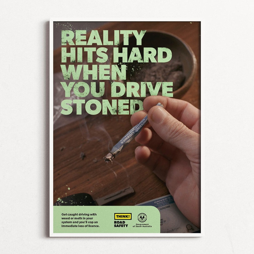 In situ poster for anti-drug driving marketing campaign.