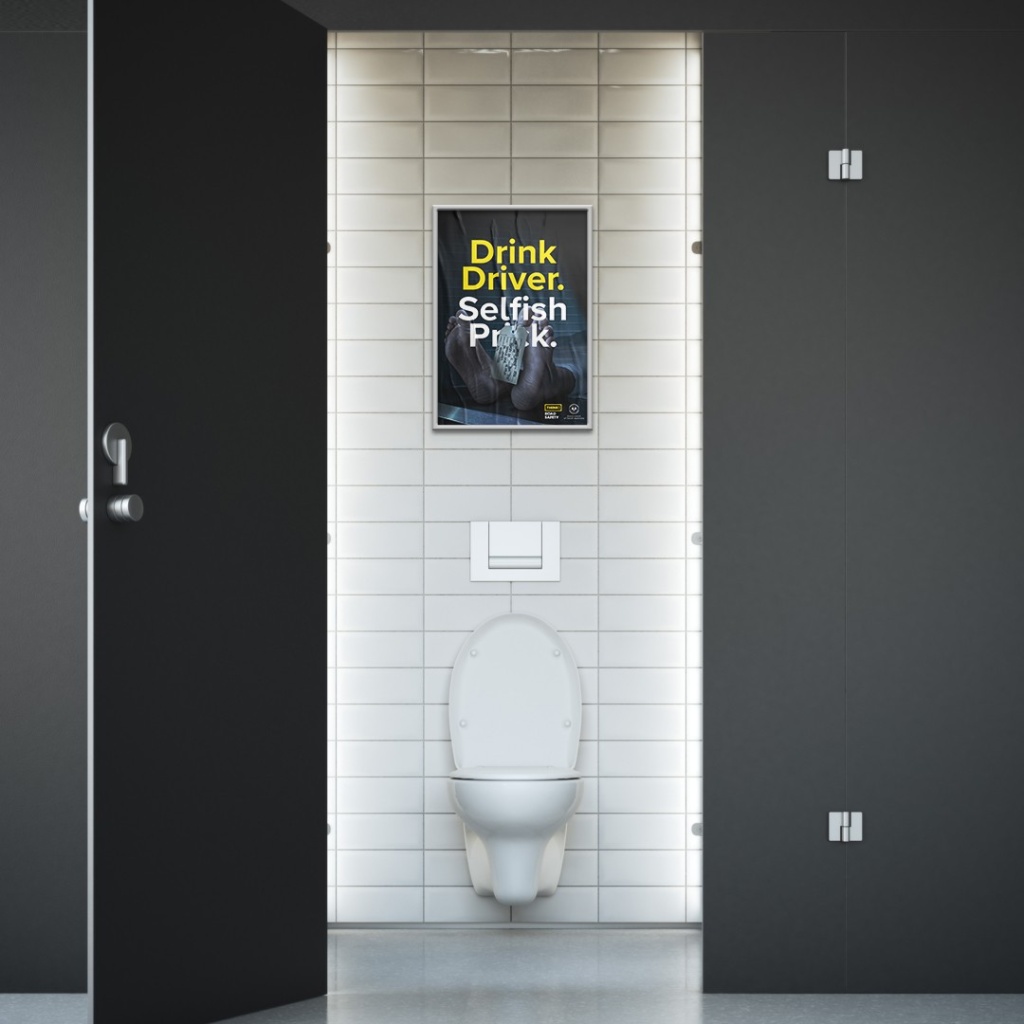 Bathroom posters for venue marketing campaign.