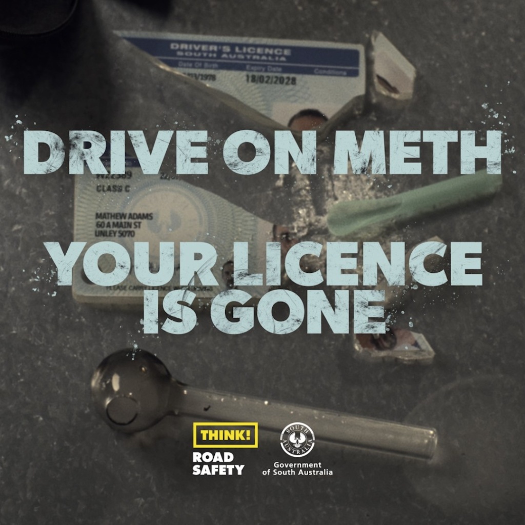 Drivers licence broken into meth for drug driving campaign poster.