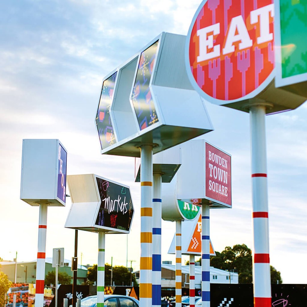 Way-finding signage as a part of placemaking campaign.