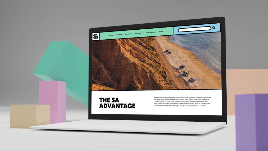 Laptop with website for SA Your Way, a placemaking marketing strategy.