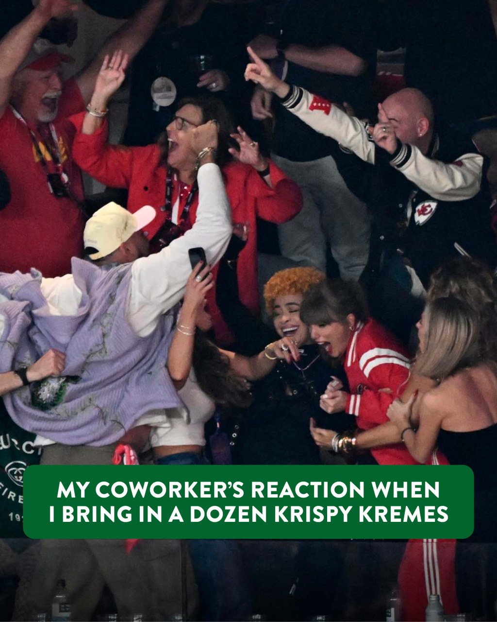 Viral social media post for Krispy Kreme with celebrities celebrating.