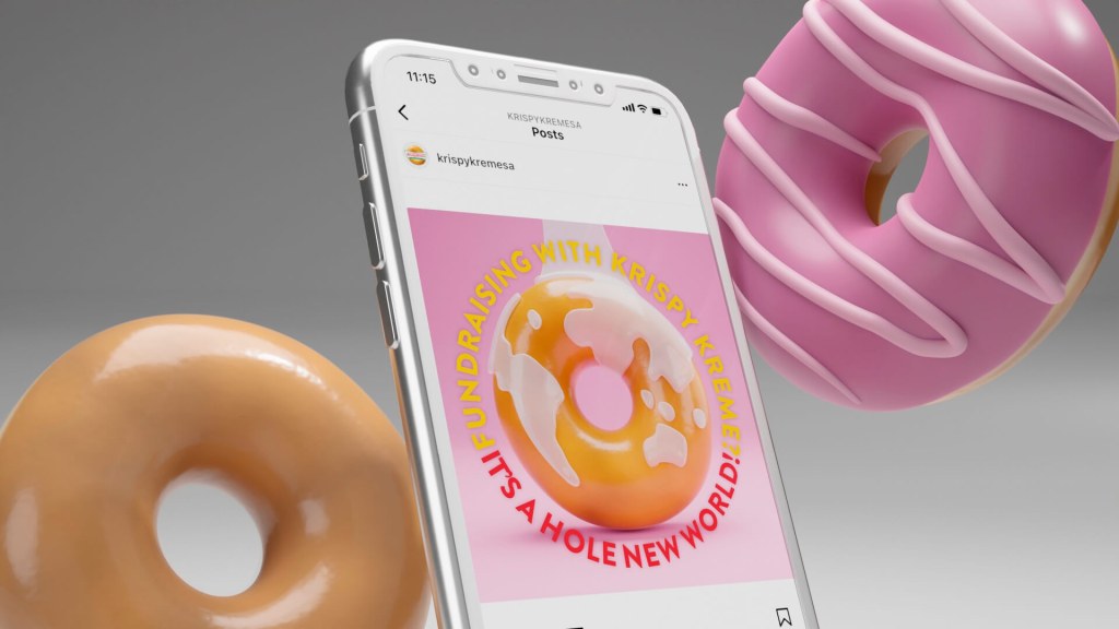 Krispy Kreme social media post for fundraising lead generation.