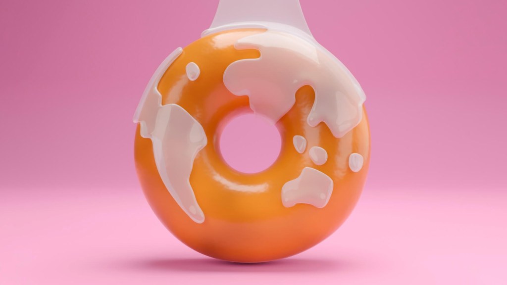 3D rendered doughnut with glaze for animation project.