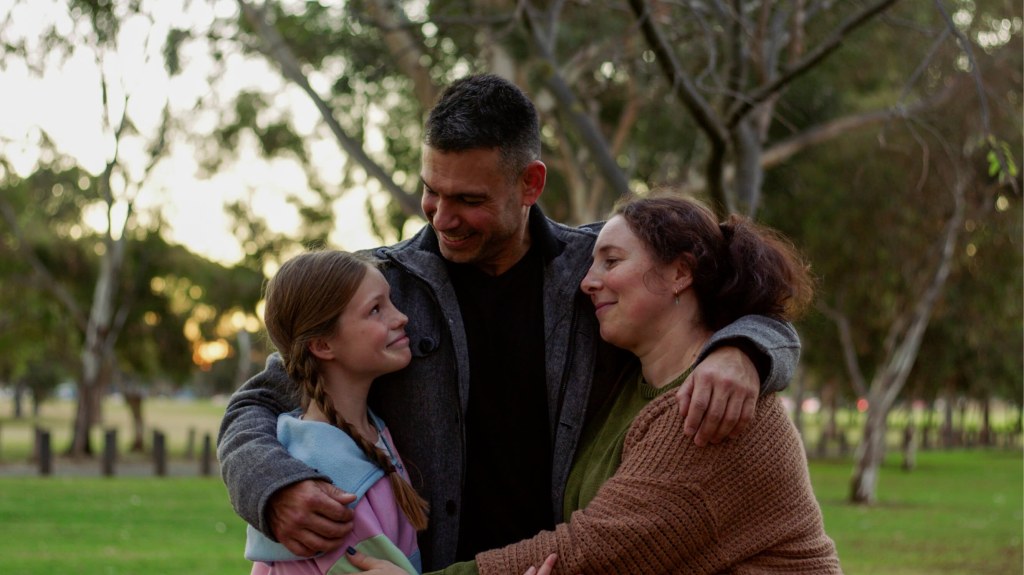 Hopeful family for homelessness campaign photography.